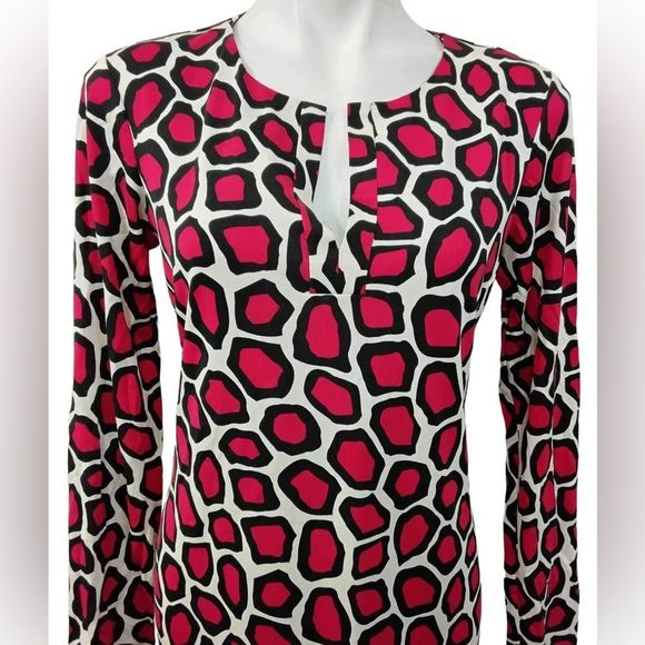 DIANE VON FURSTENBERG Reina Dress Long Sleeve Sheath Mini Giraffe Sz 8 DVF 1974 - Picture 3 of 8
